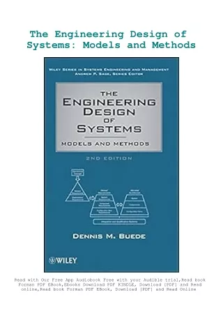 DOWNLOAD [eBook] The Engineering Design of Systems Models and Methods