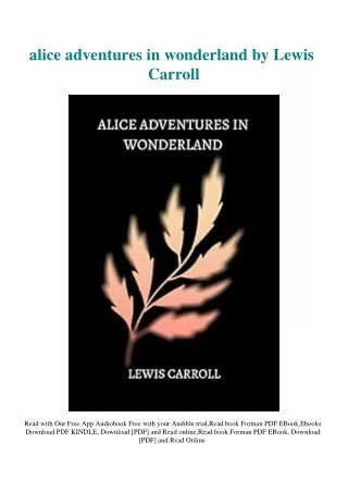 DOWNLOAD Book alice adventures in wonderland by Lewis Carroll