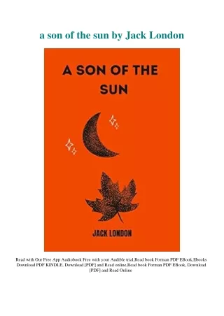 READ [DOWNLOAD] a son of the sun by Jack London