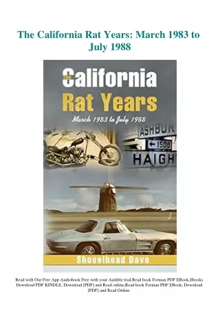 EBook PDF The California Rat Years March 1983 to July 1988