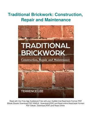 DOWNLOAD Book Traditional Brickwork Construction  Repair and Maintenance