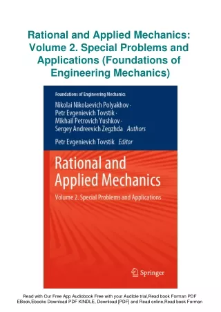 [PDF] DOWNLOAD Rational and Applied Mechanics Volume 2. Special Problems and App