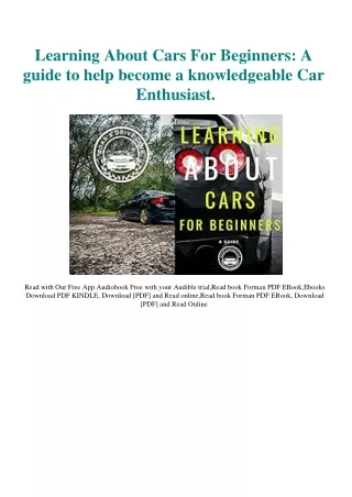 DOWNLOAD Books Learning About Cars For Beginners A guide to help become a knowle