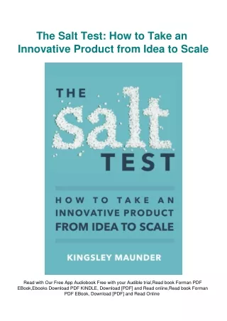 DOWNLOAD Book The Salt Test How to Take an Innovative Product from Idea to Scale