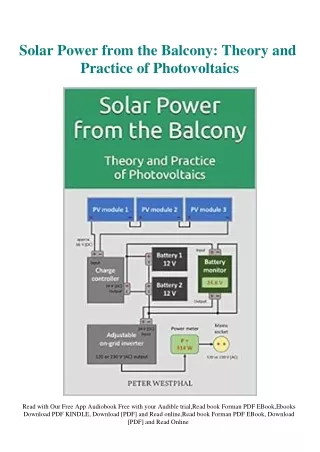 DOWNLOAD [PDF] Solar Power from the Balcony Theory and Practice of Photovoltaics