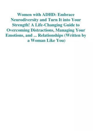 DOWNLOAD eBook Women with ADHD Embrace Neurodiversity and Turn It into Your Stre