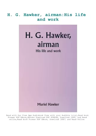EBook PDF H. G. Hawker  airmanHis life and work