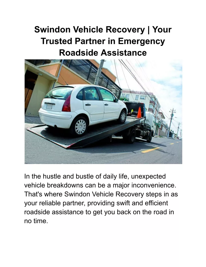 swindon vehicle recovery your trusted partner