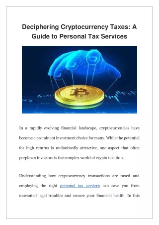 Deciphering Cryptocurrency Taxes A Guide to Personal Tax Services
