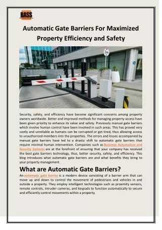 Automatic Gate Barriers For Maximized Property Efficiency and Safety