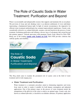 The Role of Caustic Soda in Water Treatment: Purification and Beyond