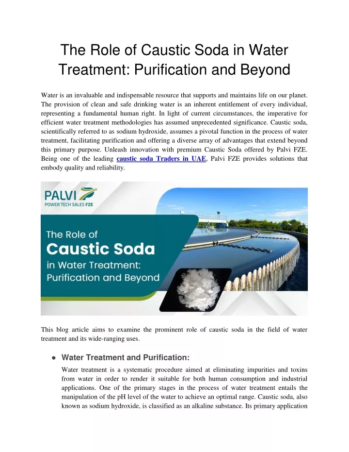 the role of caustic soda in water treatment