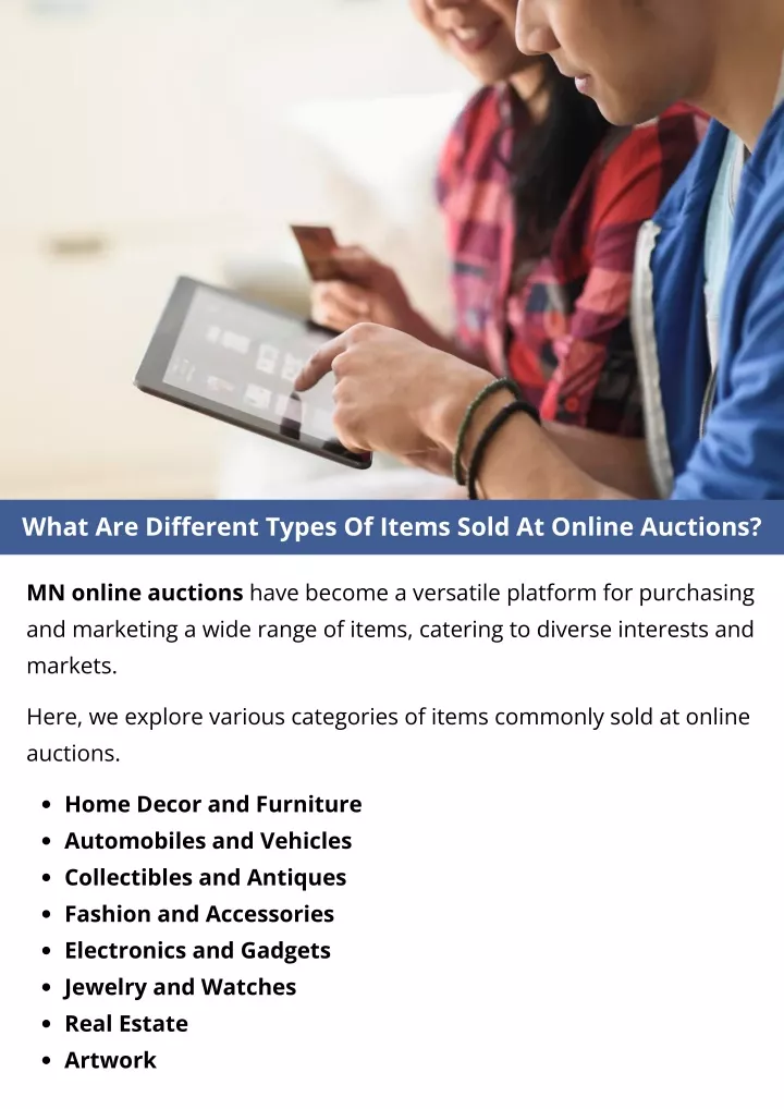 what are different types of items sold at online