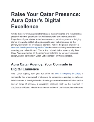 Raise Your Qatar Presence Aura Qatar's Digital Excellence