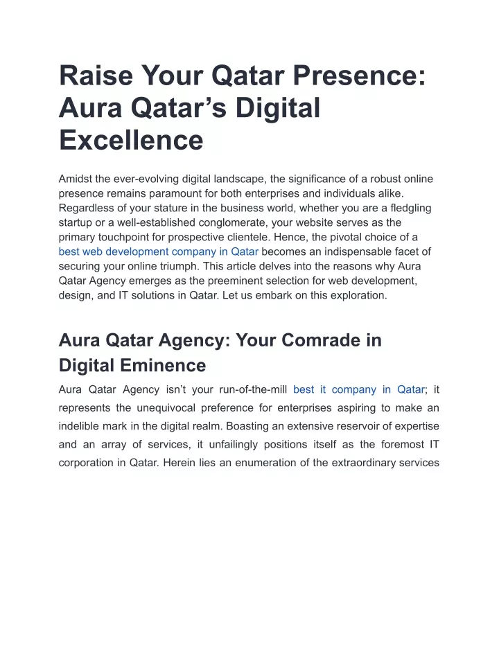 raise your qatar presence aura qatar s digital