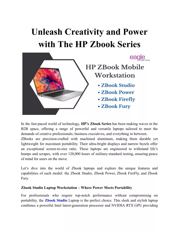 unleash creativity and power with the hp zbook