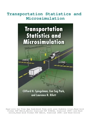 eBooks DOWNLOAD Transportation Statistics and Microsimulation