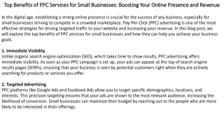 Top Benefits of PPC Services for Small Businesses Boosting Your Online Presence and Revenue