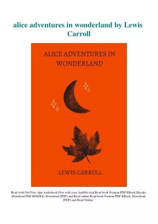 Download PDF alice adventures in wonderland by Lewis Carroll