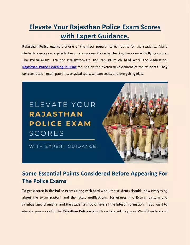 elevate your rajasthan police exam scores with