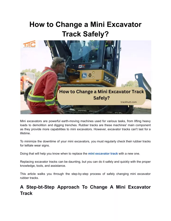 how to change a mini excavator track safely