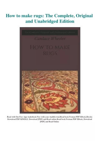 [PDF] DOWNLOAD How to make rugs The Complete  Original and Unabridged Edition