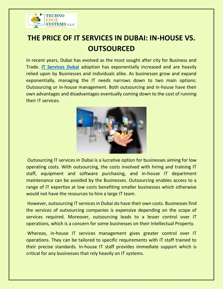 the price of it services in dubai in house
