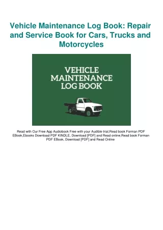 DOWNLOAD eBooks Vehicle Maintenance Log Book Repair and Service Book for Cars  T