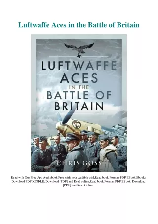 DOWNLOAD Books Luftwaffe Aces in the Battle of Britain