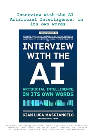 eBook DOWNLOAD Interview with the AI Artificial Intelligence  in its own words