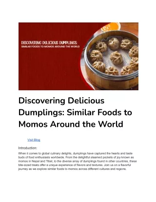 Discovering Delicious Dumplings_ Similar Foods to Momos Around the World