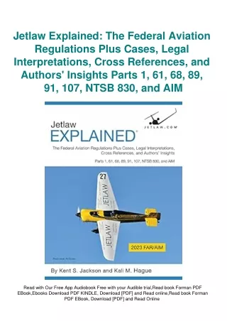 EBook PDF Jetlaw Explained The Federal Aviation Regulations Plus Cases  Legal In