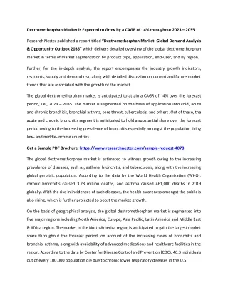 dextromethorphan market is expected to grow