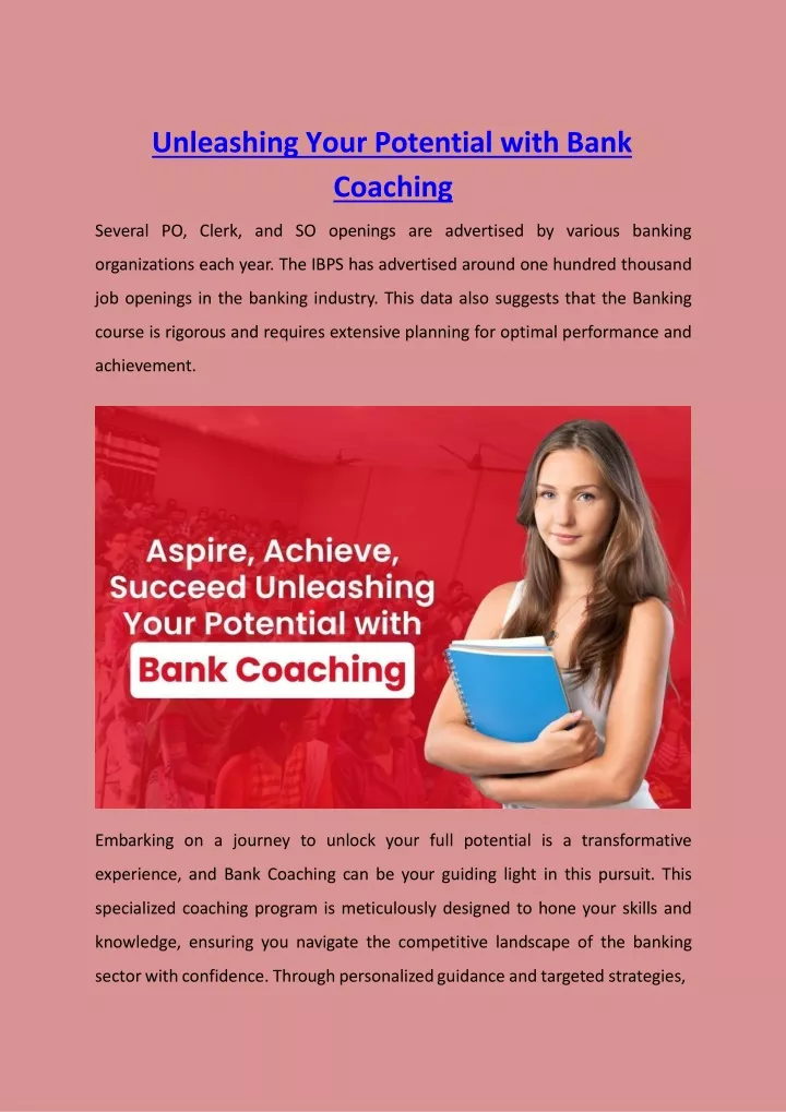 unleashing your potential with bank coaching