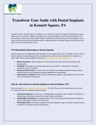 Transform Your Smile with Dental Implants in Kennett Square, PA