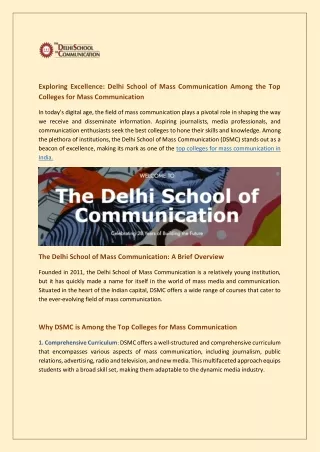 Top college for mass communication in india