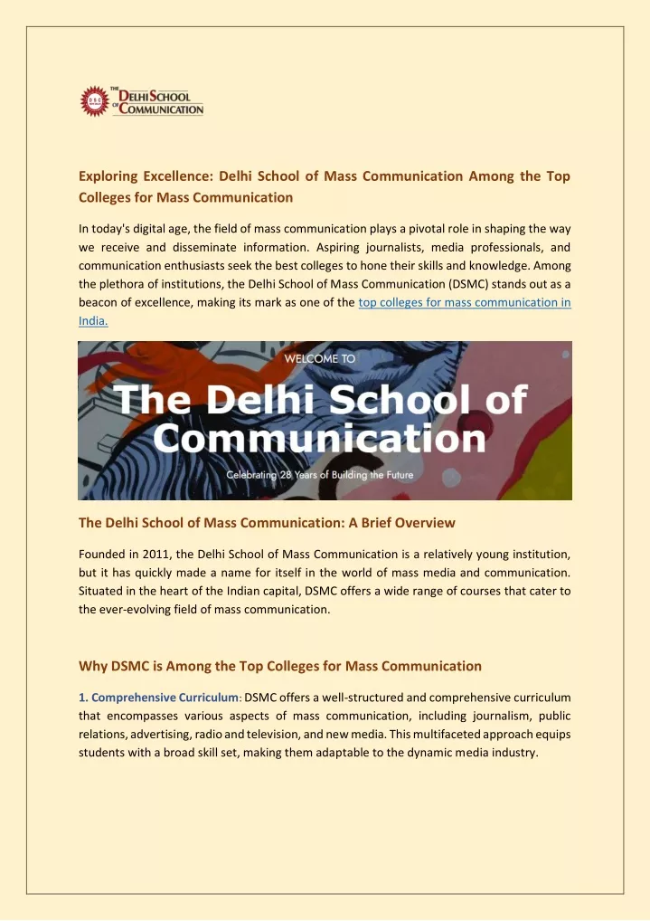 exploring excellence delhi school of mass