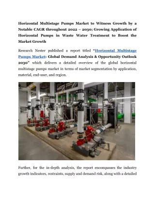 horizontal multistage pumps market to witness