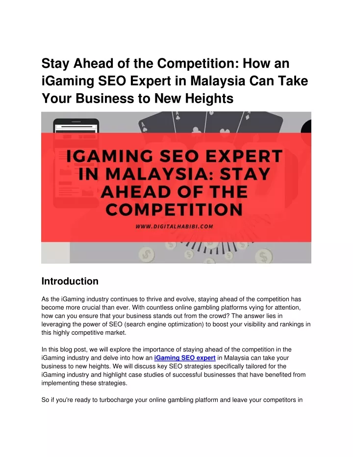 stay ahead of the competition how an igaming