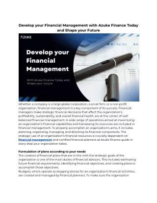 develop your financial management with azuke
