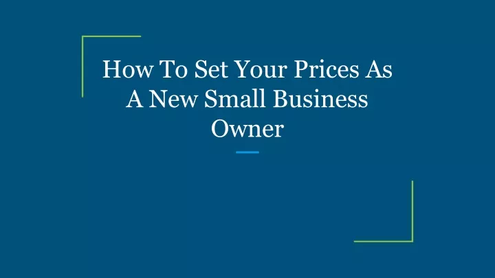 how to set your prices as a new small business