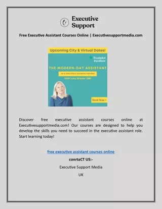 Free Executive Assistant Courses Online | Executivesupportmedia.com