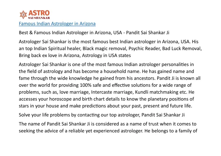 famous indian astrologer in arizona