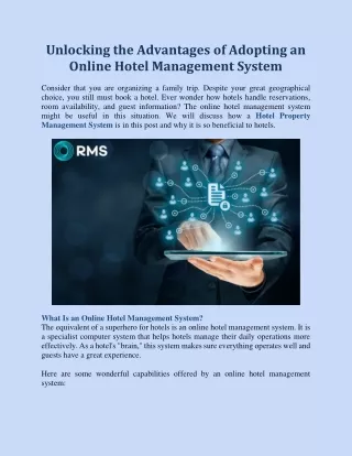 Unlocking the Advantages of Adopting an Online Hotel Management System