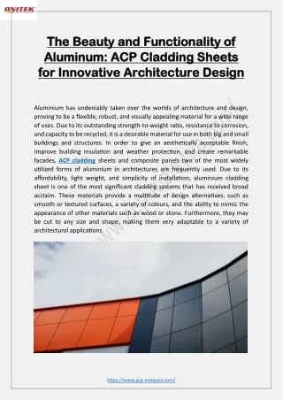 ACP Cladding Sheets for Innovative Architecture Design