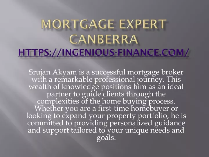 mortgage expert canberra https ingenious finance com