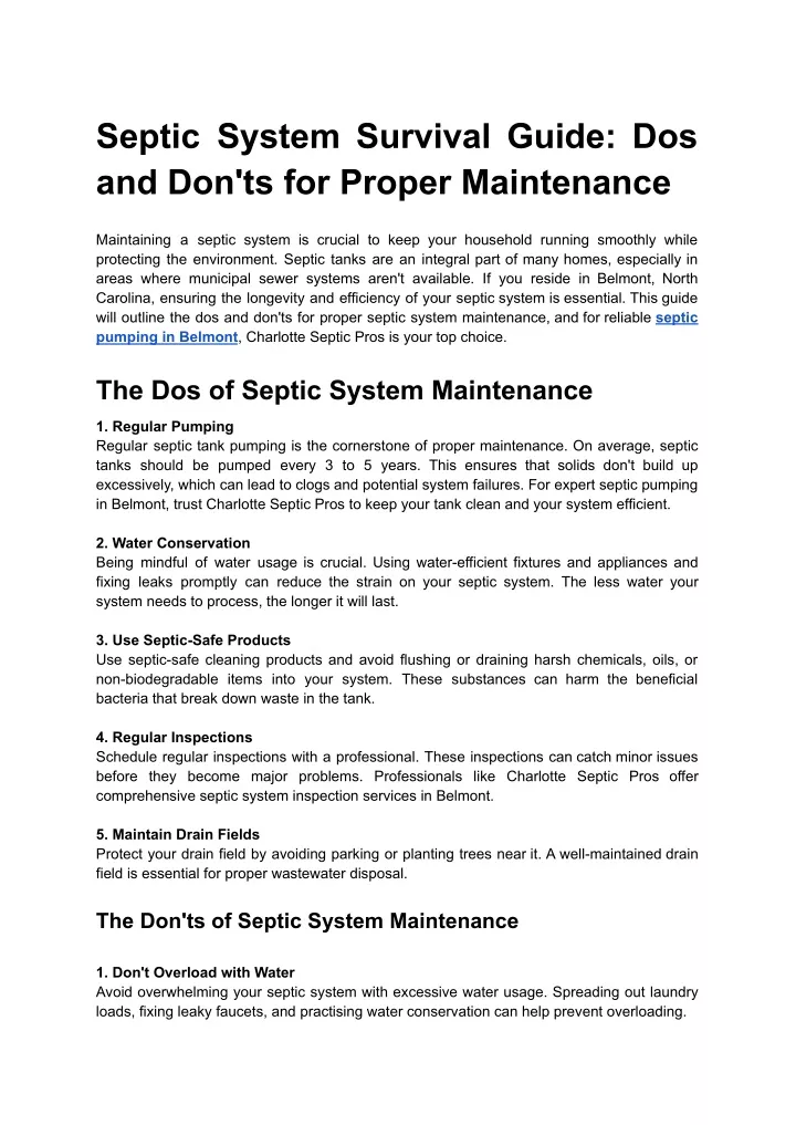 septic system survival guide