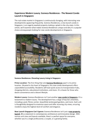1.Experience Modern Luxury Sceneca Residences - The Newest Condo Launch in Singapore