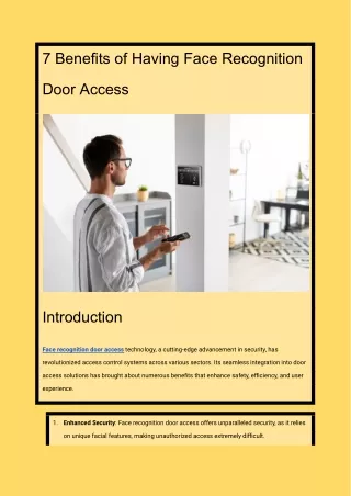 Benefits of Having Face Recognition Door Access