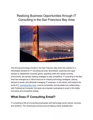 Realizing Business Opportunities through IT Consulting in the San Francisco Bay Area